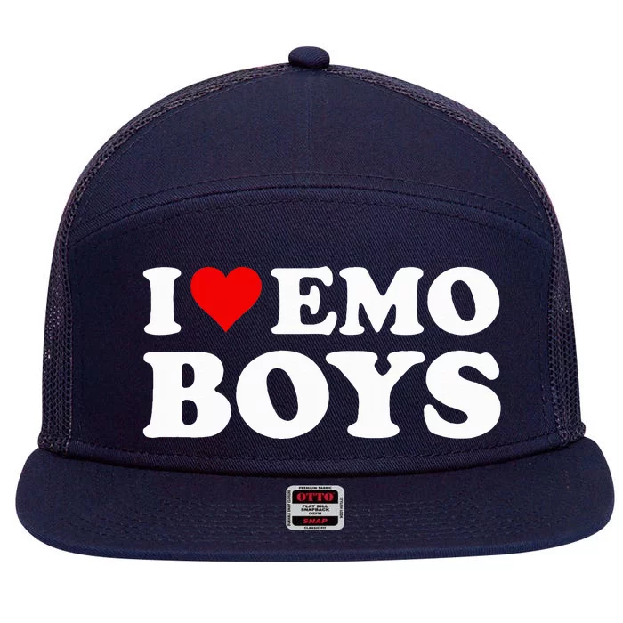 I Love Emo Boy 7 Panel Mesh Trucker Snapback Hat