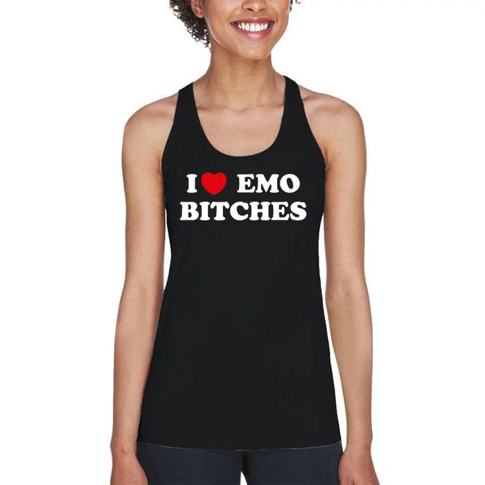 I Love Emo Bitches T Shirt I Heart Emo Tee Funny Emo Kid Women's Racerback Tank