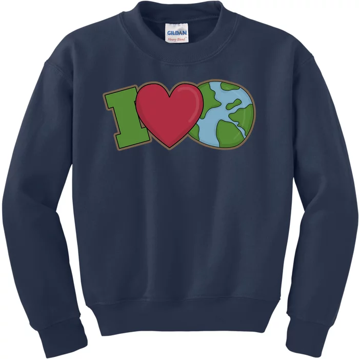 I Love Earth Nature Kids Sweatshirt