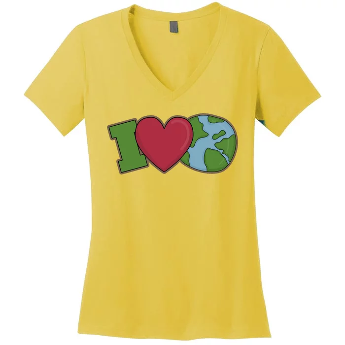 I Love Earth Nature Women's V-Neck T-Shirt