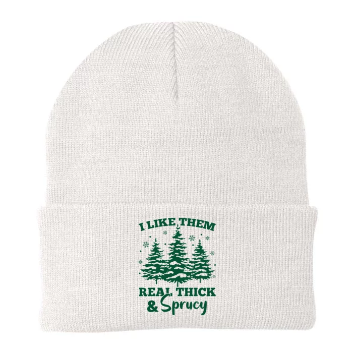 I Like Em Real Thick And Sprucey Christmas Tree Knit Cap Winter Beanie