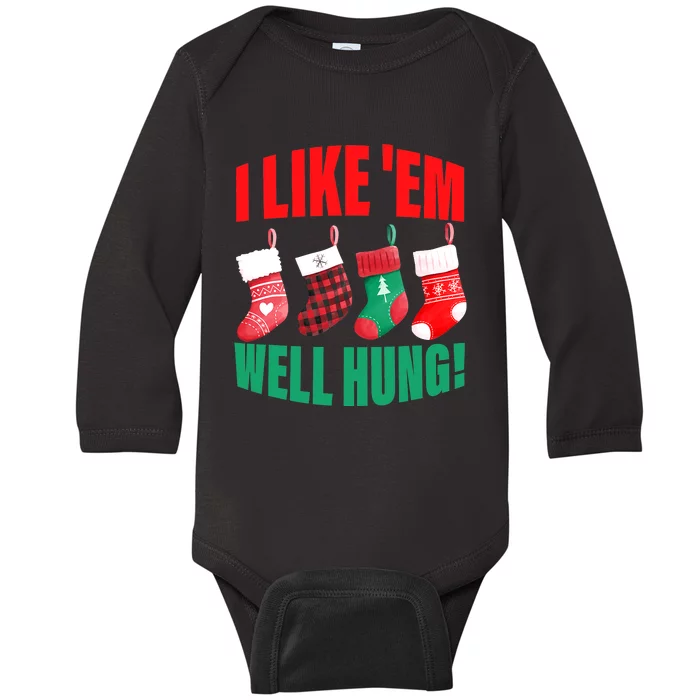 I Like 'Em Well-Hung Funny Christmas Socks  Cute Baby Long Sleeve Bodysuit