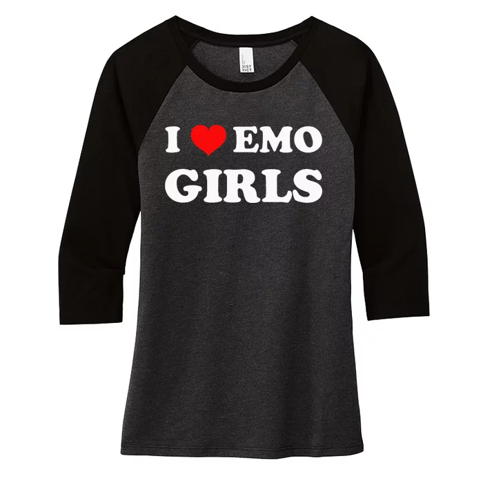 I Love Emo Women's Tri-Blend 3/4-Sleeve Raglan Shirt