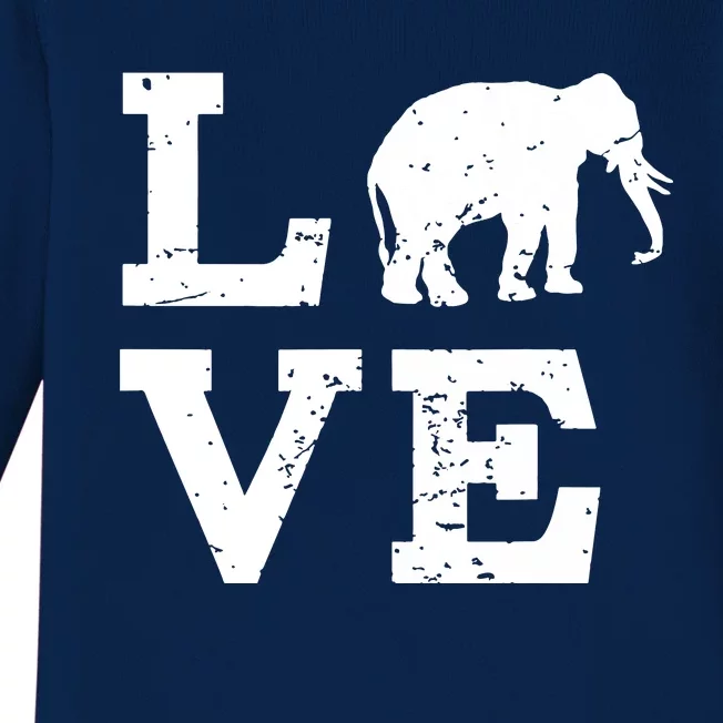 I Love Elephants Baby Long Sleeve Bodysuit