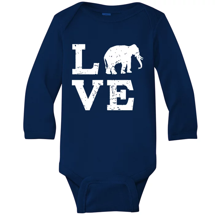 I Love Elephants Baby Long Sleeve Bodysuit