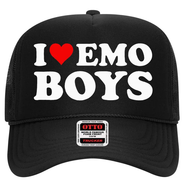 I Love Emo High Crown Mesh Trucker Hat