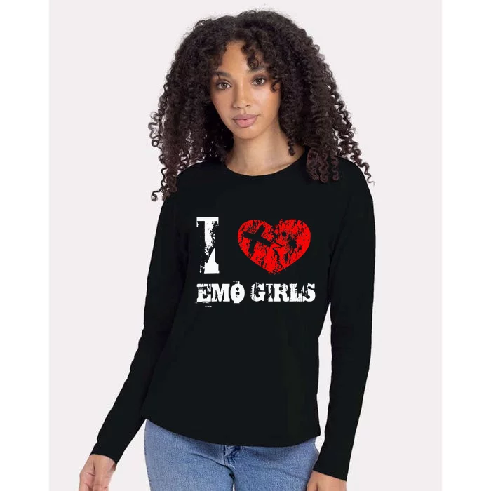 I Love Emo Funny Emo Goth Matching Womens Cotton Relaxed Long Sleeve T-Shirt