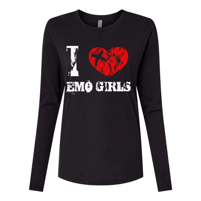 I Love Emo Funny Emo Goth Matching Womens Cotton Relaxed Long Sleeve T-Shirt