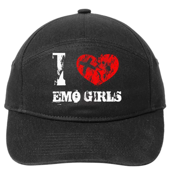 I Love Emo Funny Emo Goth Matching 7-Panel Snapback Hat