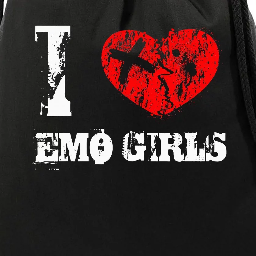 I Love Emo Funny Emo Goth Matching Drawstring Bag