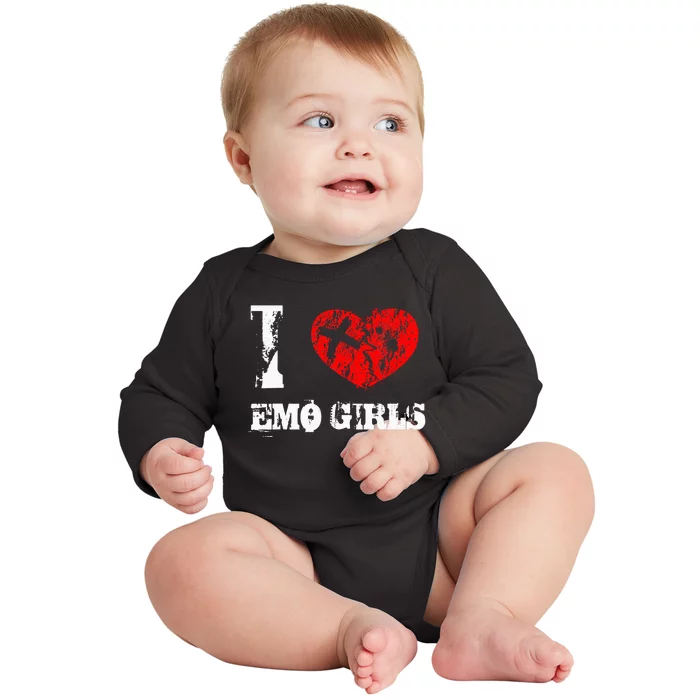 I Love Emo Funny Emo Goth Matching Baby Long Sleeve Bodysuit