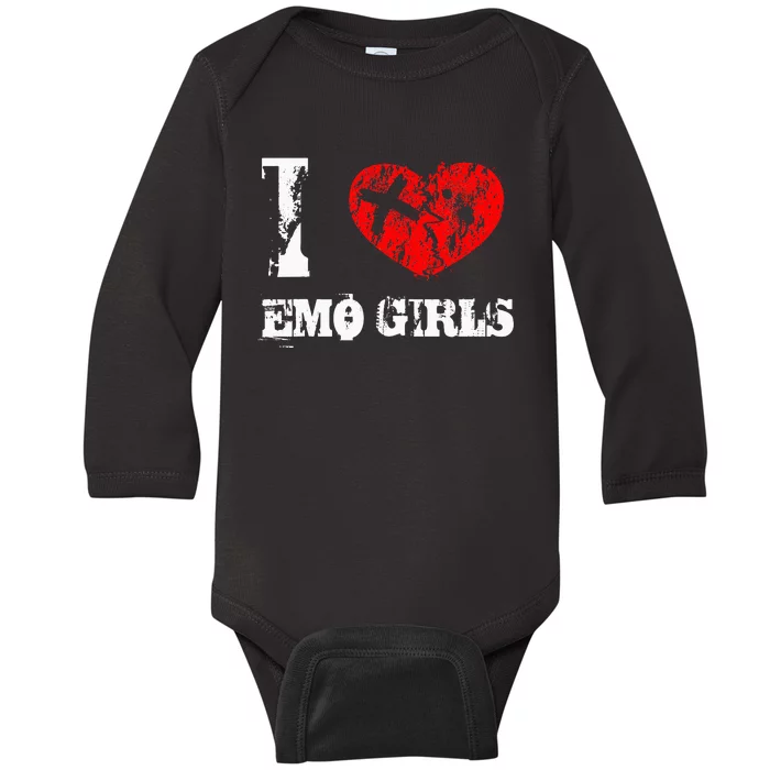 I Love Emo Funny Emo Goth Matching Baby Long Sleeve Bodysuit