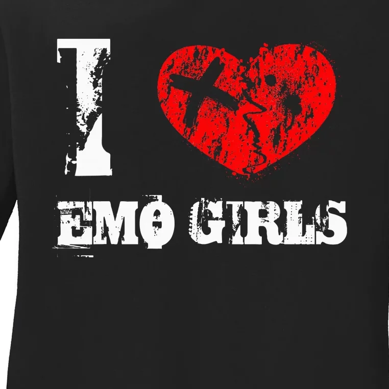 I Love Emo Funny Emo Goth Matching Ladies Long Sleeve Shirt