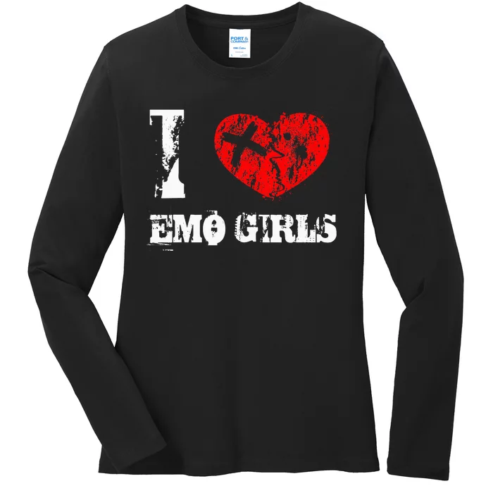 I Love Emo Funny Emo Goth Matching Ladies Long Sleeve Shirt