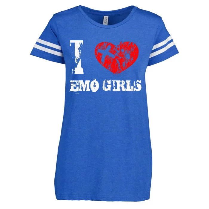 I Love Emo Funny Emo Goth Matching Enza Ladies Jersey Football T-Shirt