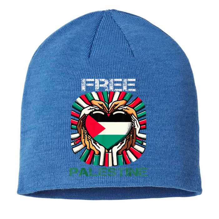 I Love Free Palestine Flag Save Gaza Strip Palestinian 8 1/2in Sustainable Knit Beanie