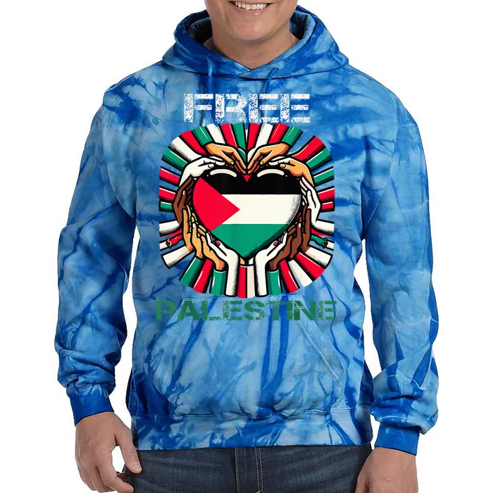 I Love Free Palestine Flag Save Gaza Strip Palestinian Tie Dye Hoodie