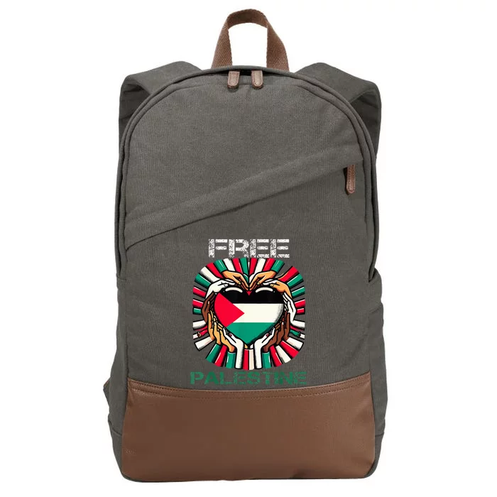 I Love Free Palestine Flag Save Gaza Strip Palestinian Cotton Canvas Backpack