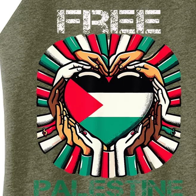 I Love Free Palestine Flag Save Gaza Strip Palestinian Women’s Perfect Tri Rocker Tank