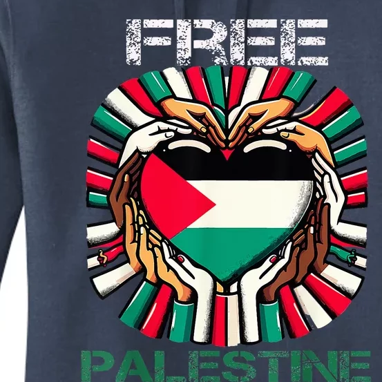 I Love Free Palestine Flag Save Gaza Strip Palestinian Women's Pullover Hoodie