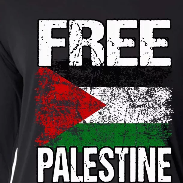 I Love Free Palestine Flag Save Gaza Strip Palestinian Cooling Performance Long Sleeve Crew