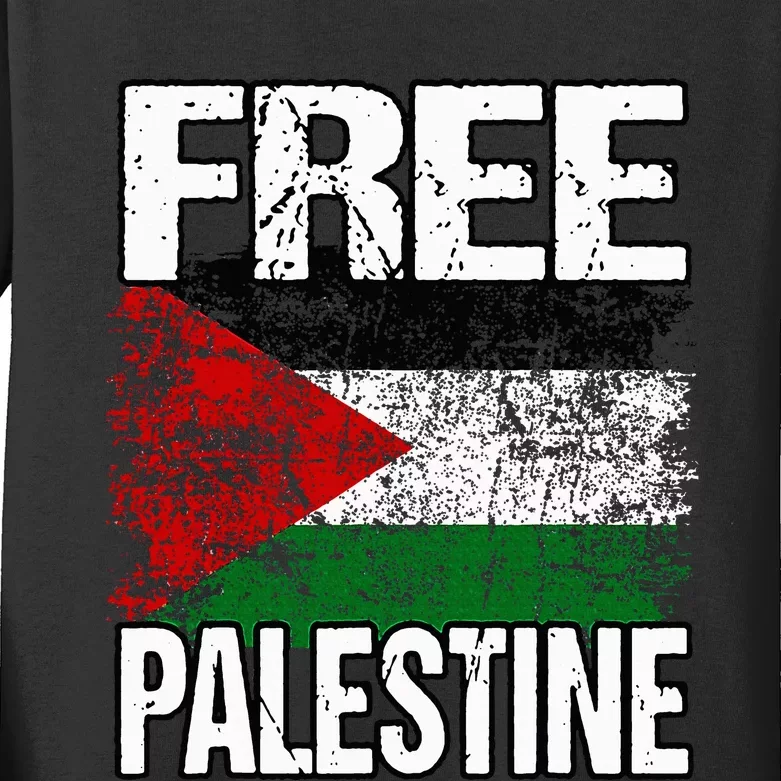 I Love Free Palestine Flag Save Gaza Strip Palestinian Kids Long Sleeve Shirt