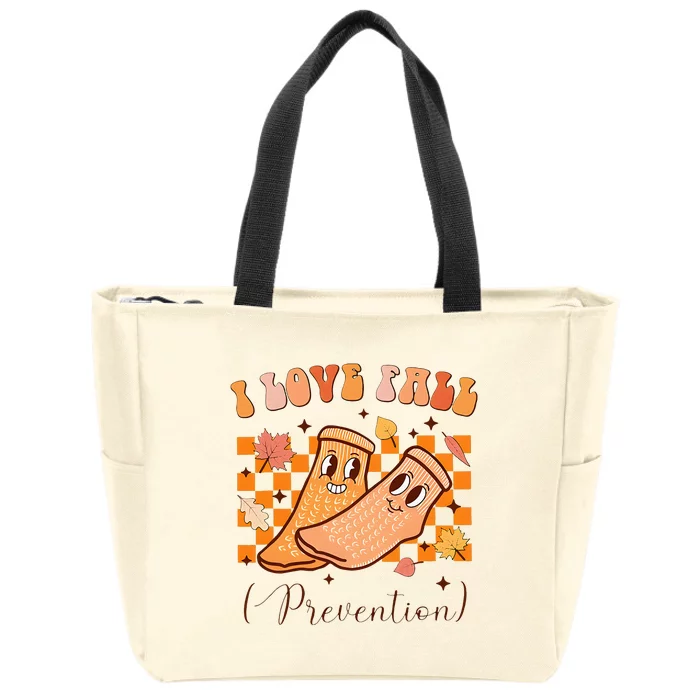 I Love Fall Prevention Fall Thanksgiving Nurse Fall Risk Zip Tote Bag