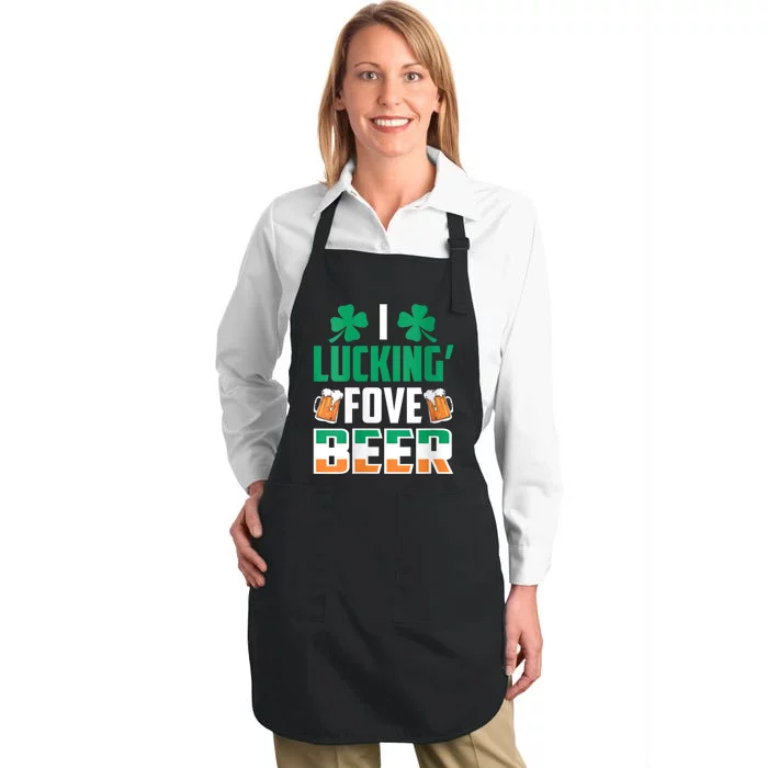 I Luckin Fove Beer St Patricks Day Likes To Drink Full-Length Apron With Pocket