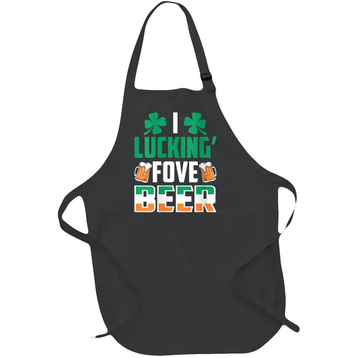 I Luckin Fove Beer St Patricks Day Likes To Drink Full-Length Apron With Pocket