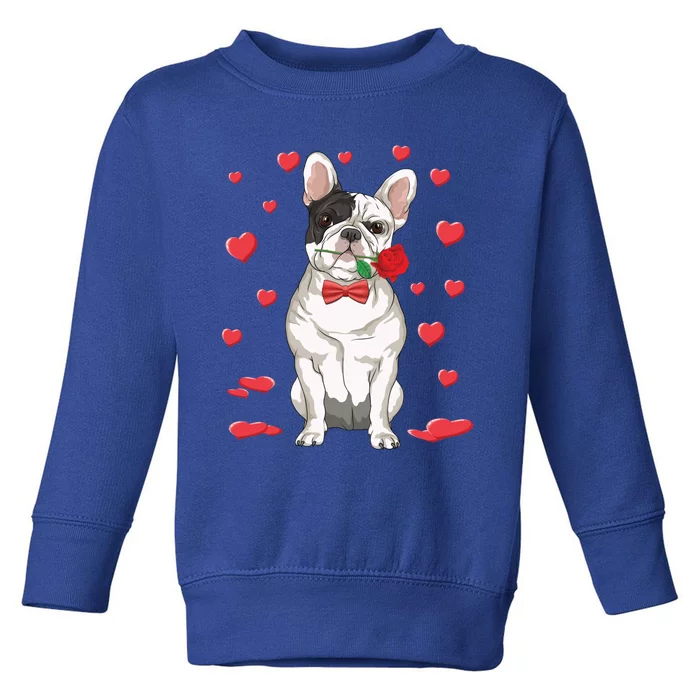 I Love French Bulldog Heart Valentine's Day Dog Lover Gift Toddler Sweatshirt