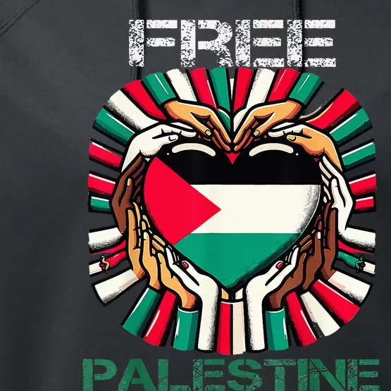 I Love Free Palestine Flag Save Gaza Strip Palestinian Performance Fleece Hoodie