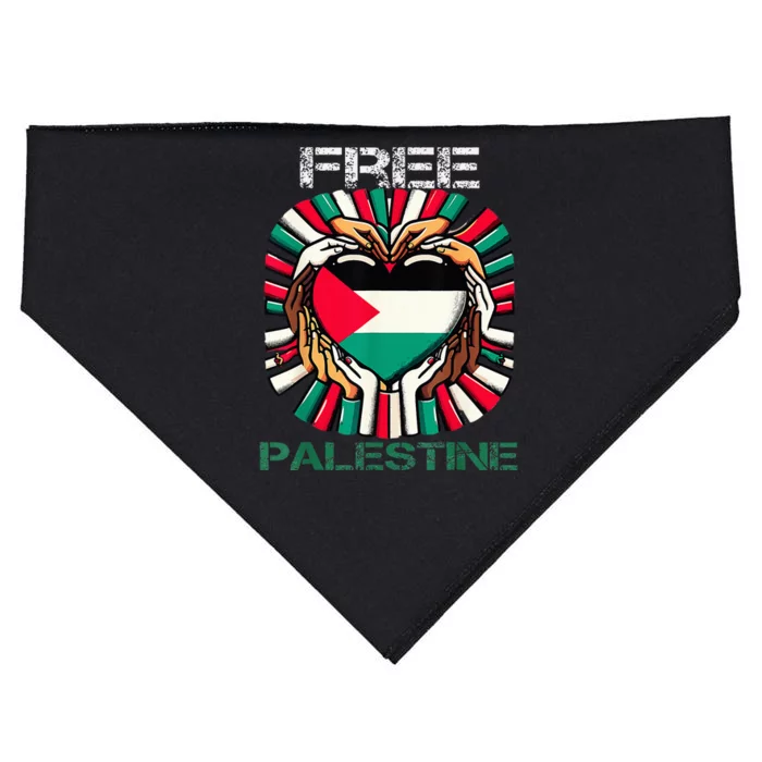 I Love Free Palestine Flag Save Gaza Strip Palestinian USA-Made Doggie Bandana