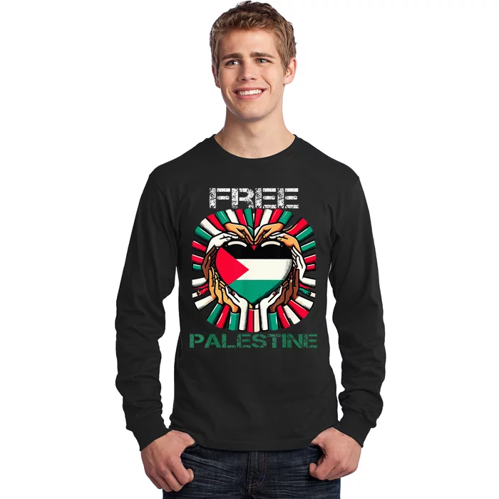 I Love Free Palestine Flag Save Gaza Strip Palestinian Long Sleeve Shirt