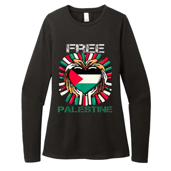 I Love Free Palestine Flag Save Gaza Strip Palestinian Womens CVC Long Sleeve Shirt