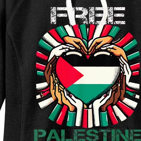 I Love Free Palestine Flag Save Gaza Strip Palestinian Women's Fleece Hoodie