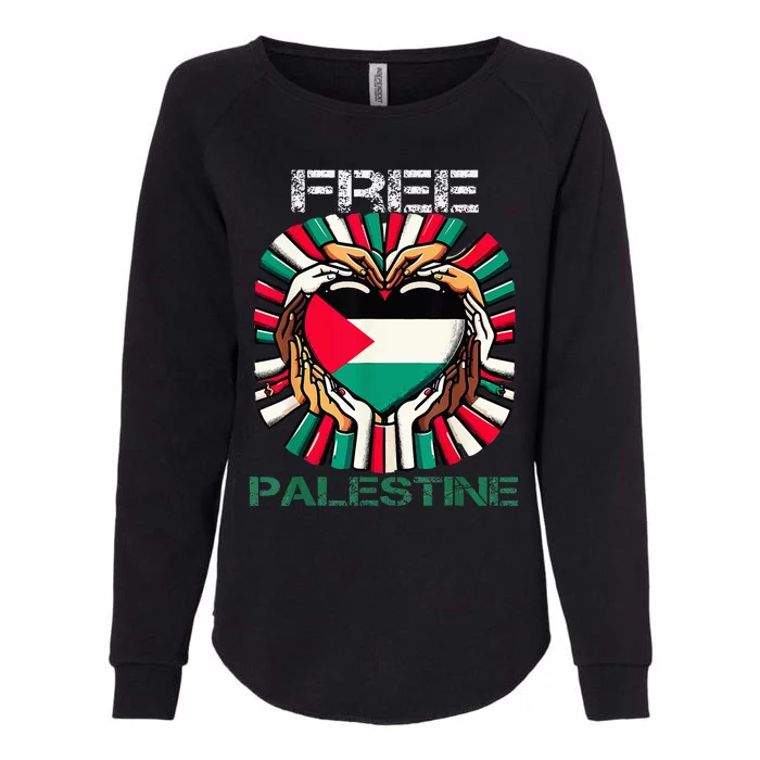 I Love Free Palestine Flag Save Gaza Strip Palestinian Womens California Wash Sweatshirt