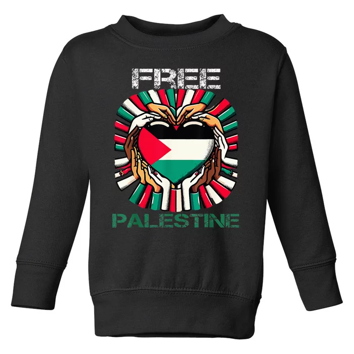 I Love Free Palestine Flag Save Gaza Strip Palestinian Toddler Sweatshirt