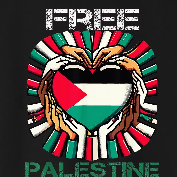 I Love Free Palestine Flag Save Gaza Strip Palestinian Women's Crop Top Tee