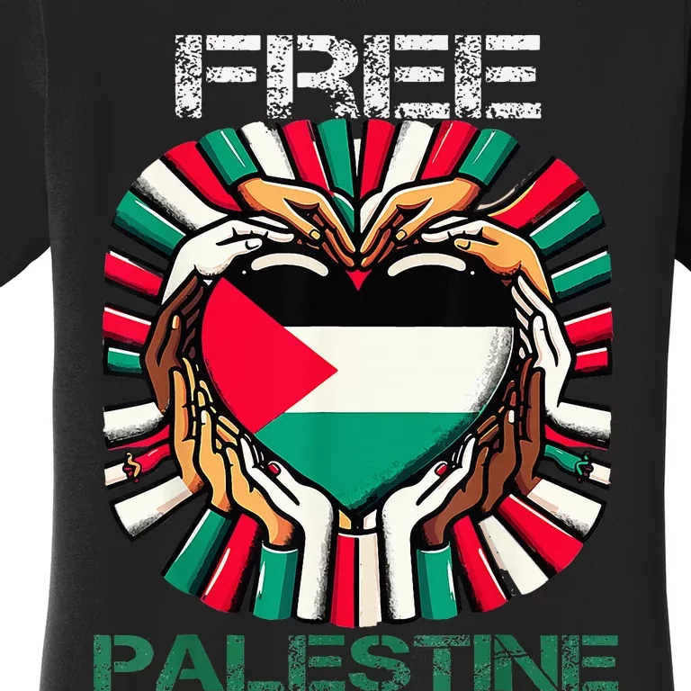 I Love Free Palestine Flag Save Gaza Strip Palestinian Women's T-Shirt