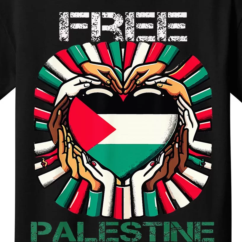 I Love Free Palestine Flag Save Gaza Strip Palestinian Kids T-Shirt