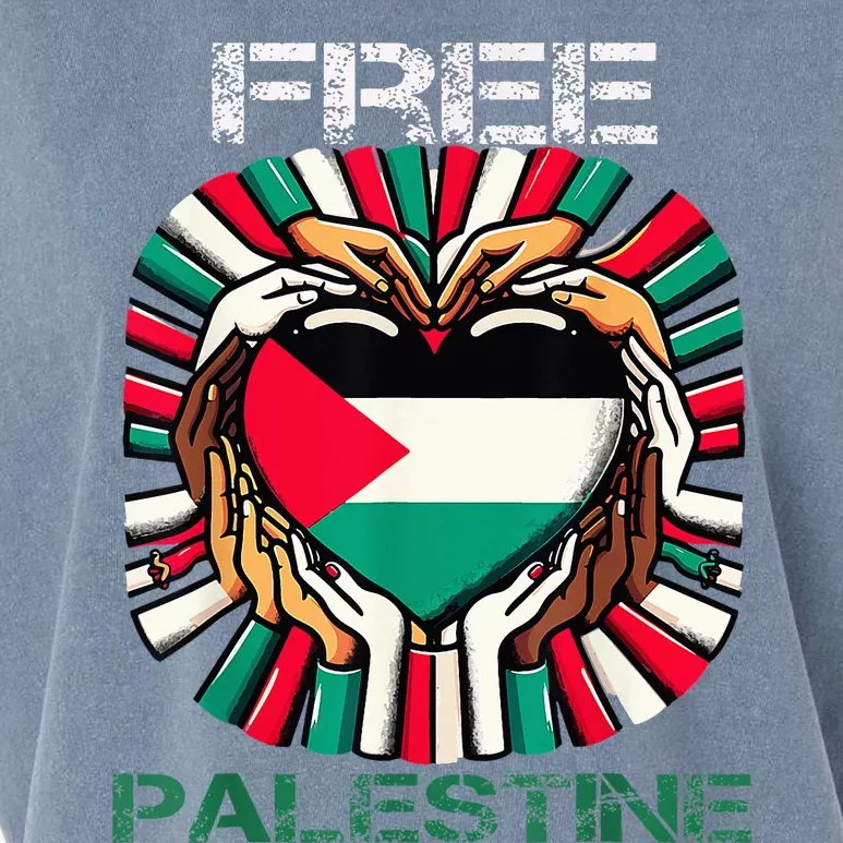 I Love Free Palestine Flag Save Gaza Strip Palestinian Garment-Dyed Women's Muscle Tee