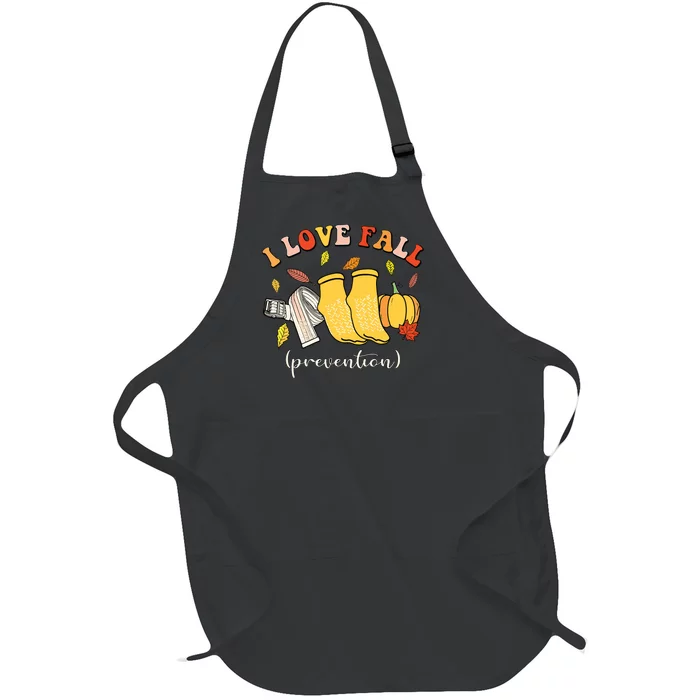 I Love Fall Prevention Autumn Nurse Physical Therapista Full-Length Apron With Pocket