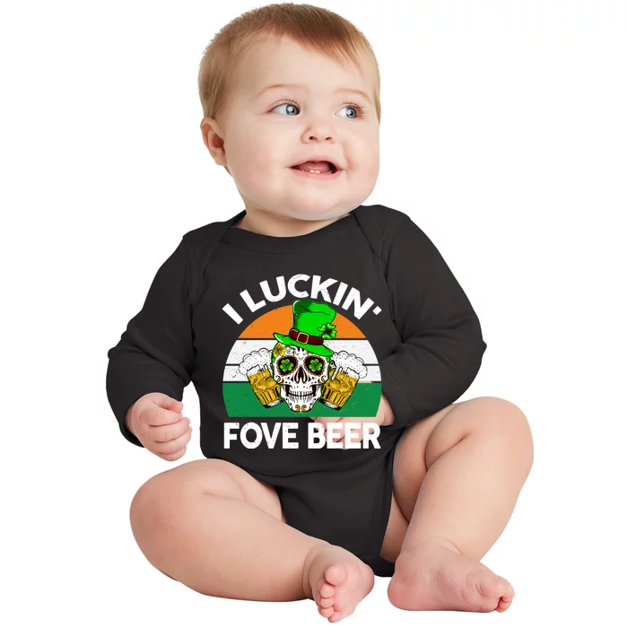 I Luckin Fove Beer St Patricks Day Likes To Drink Baby Long Sleeve Bodysuit