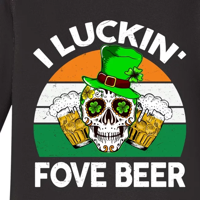 I Luckin Fove Beer St Patricks Day Likes To Drink Baby Long Sleeve Bodysuit