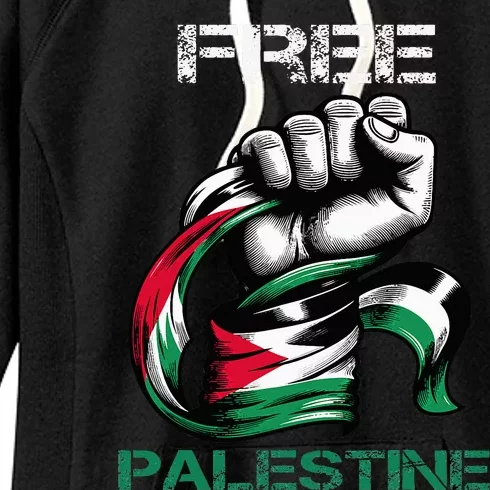 I Love Free Palestine Flag Save Gaza Strip Palestinian Women's Fleece Hoodie