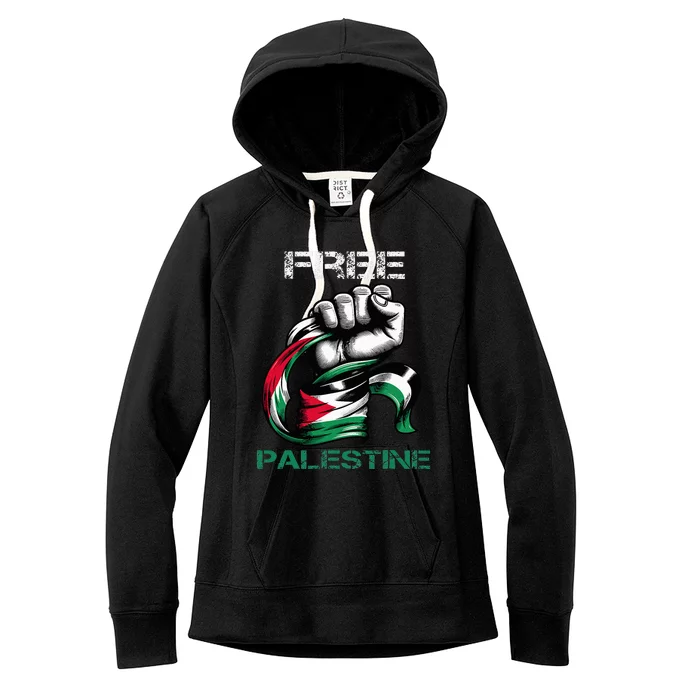 I Love Free Palestine Flag Save Gaza Strip Palestinian Women's Fleece Hoodie