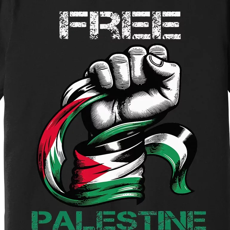 I Love Free Palestine Flag Save Gaza Strip Palestinian Premium T-Shirt