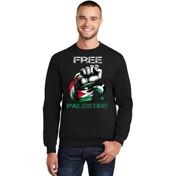 I Love Free Palestine Flag Save Gaza Strip Palestinian Tall Sweatshirt