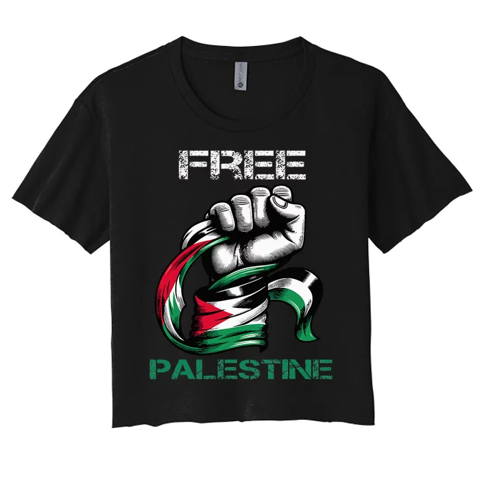 I Love Free Palestine Flag Save Gaza Strip Palestinian Women's Crop Top Tee