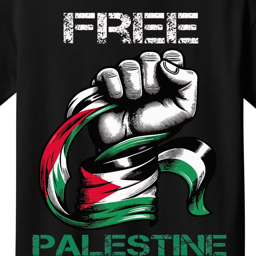 I Love Free Palestine Flag Save Gaza Strip Palestinian Kids T-Shirt